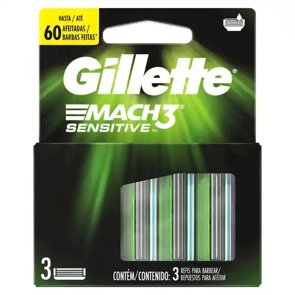 Gillette Repuesto para Máquina de Afeitar Mach3 Sensitive