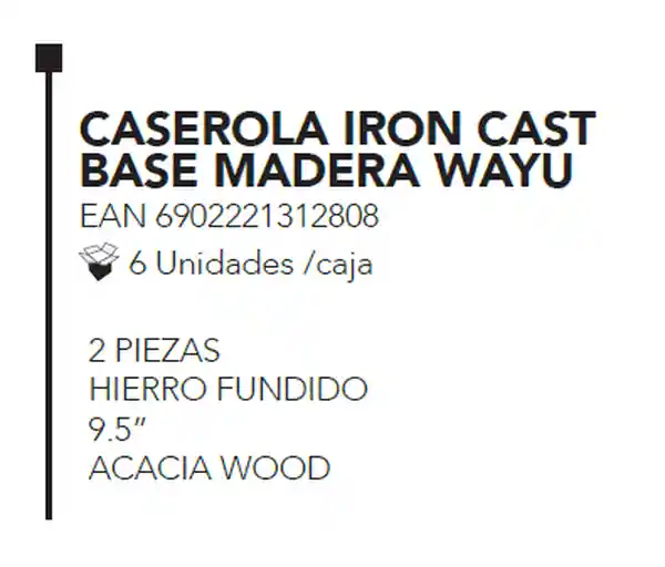 Wayu Caserola Iron Cast Base Madera