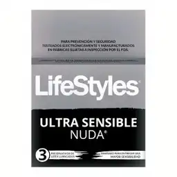 Lifestyles Preservativo Ultra Sensible Nuda de Látex Lubricados