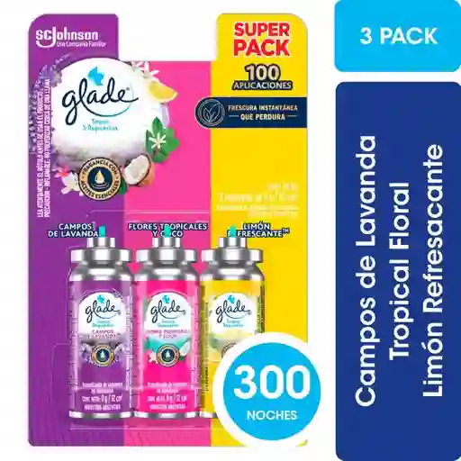 Aromatizante de Ambientes Glade Toque Repuesto Pack 9 g x 3 Und