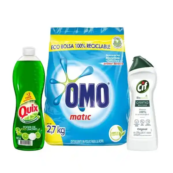 Omo Kit Detergente + Quix + Cif Crema