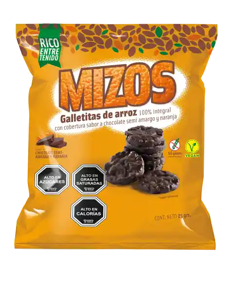Mizos Galleta Arroz Chocolate Naranja 25 g