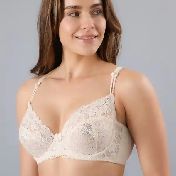 Sostén Encaje Pabilo Color Champagne New Talla 40D Flores