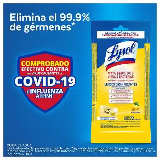 Lysol Toallitas Desinfectantes Poder Cítrico 72 unid.