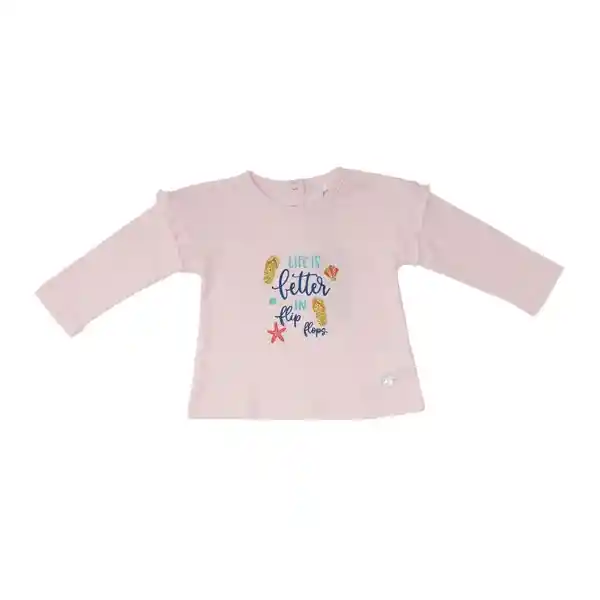 Polera Manga Larga Bebe Niña Beige Pillin 3 M