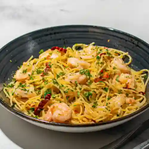 Spaghetti Al Ajillo con Camarones