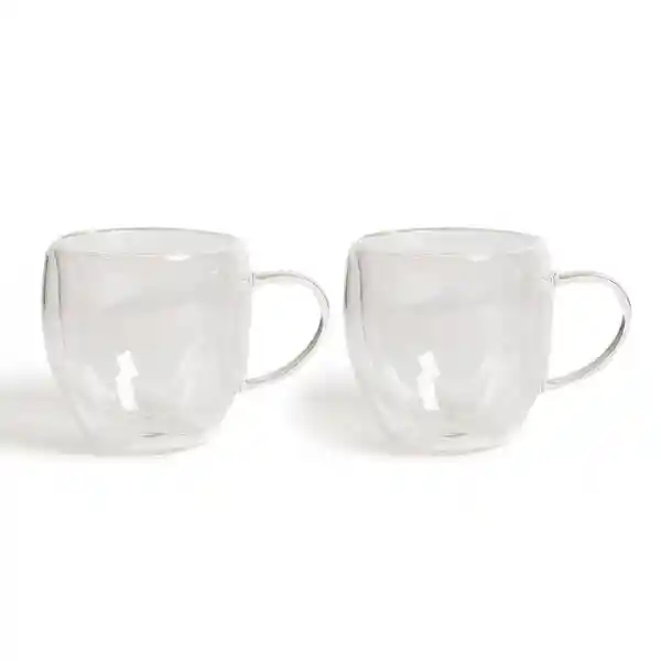 Set Taza Cafe Doble Pared 250 mL