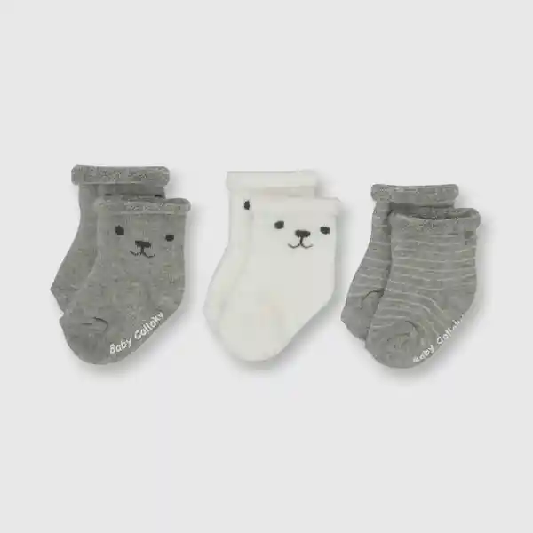 Pack Calcetines de Bebé Niño Gris Cara Talla 14/16 Colloky