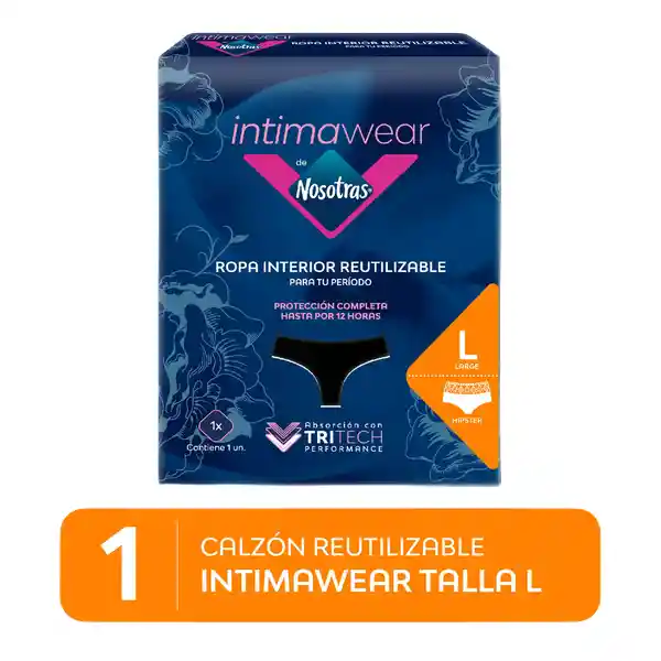 Nosotras Calzón Menstrual Reutilizable Hipster Negro Talla L