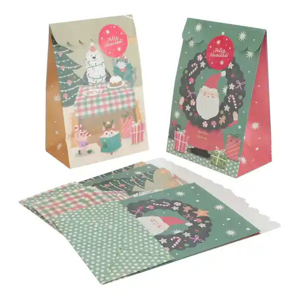Set Bolsa de Papel Con Diseño Navidad 7.5 x 1.5 cm Casaideas