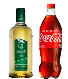 Pisco Alto del Carmen 35° + Bebida Coca Cola