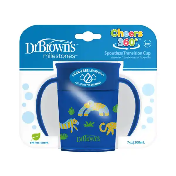 Dr. Browns Vaso 360 Con Asas 6m+ Azul 200 mL TC71006