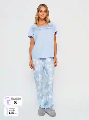 Aziz Pijama Manga Corta Neck Celeste Talla L Fb V25