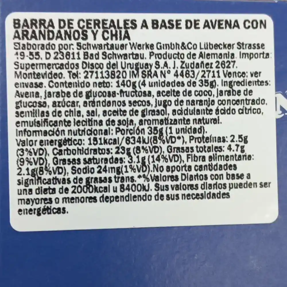 Barras de Avena Blueberry-chia