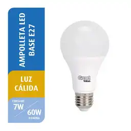 Great Value Ampolleta Led Luz Cálida A60 7W