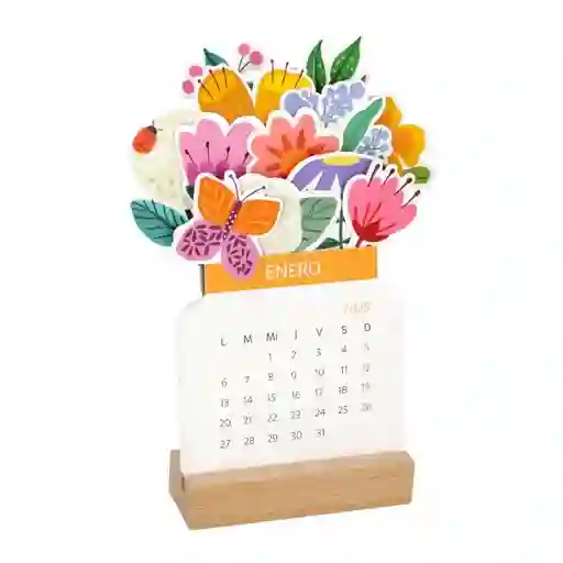 Calendario de Mesa Con Flores 2025