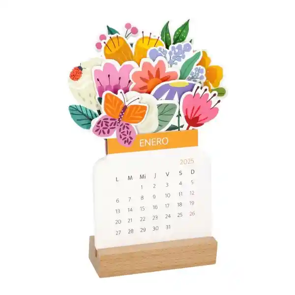 Calendario de Mesa Con Flores 2025