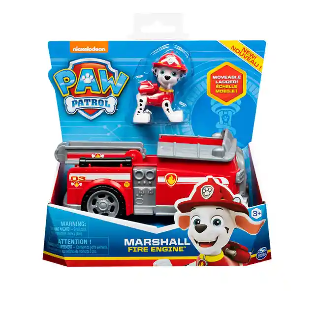 Figura Caffaro Con Vehículo Paw Patrol Marshall