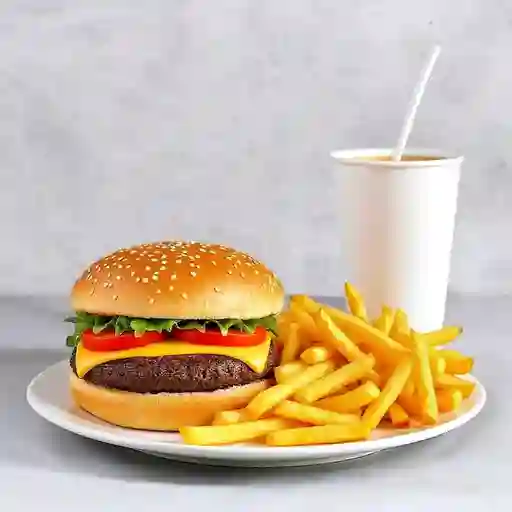 Hamburguesa + Papas + Bebida Big 350ml