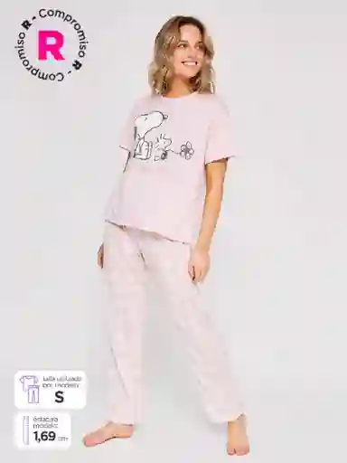 Snoopy Pijama Manga Corta Rosado L V26