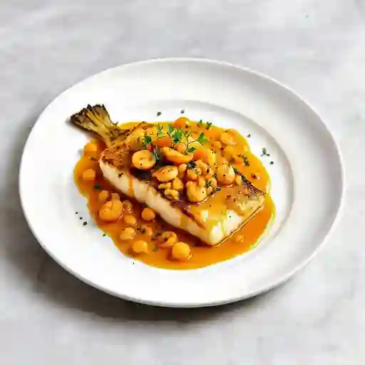 Merluza austral con salsa de mariscos