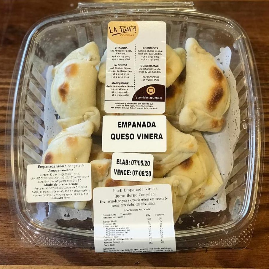 Pack Empanadas Queso Vineras - 10 Unidades