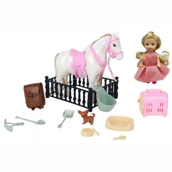 Set Muñeca + Caballo + Accesorios