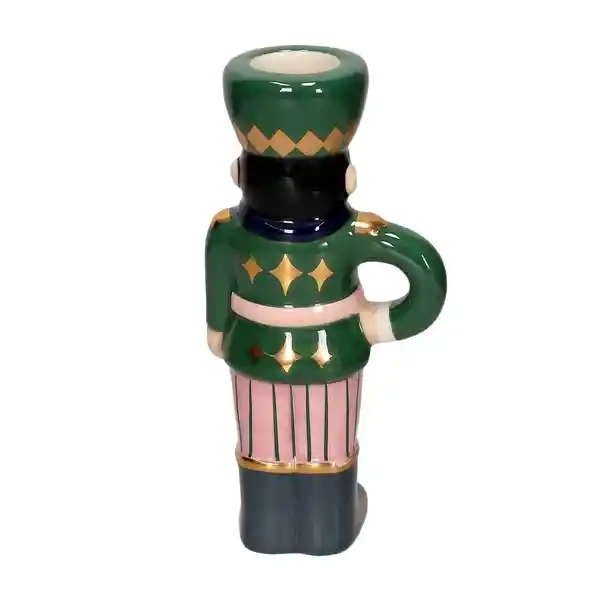 Portavela de Cerámica Con Personaje Navideño 14 cm Casaideas