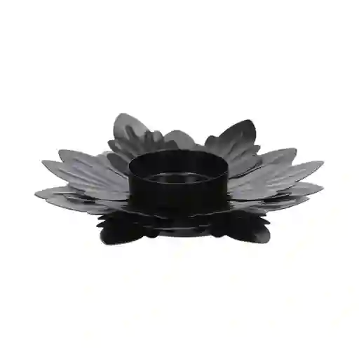 Porta Vela de Metal Con Forma de Flor Negro