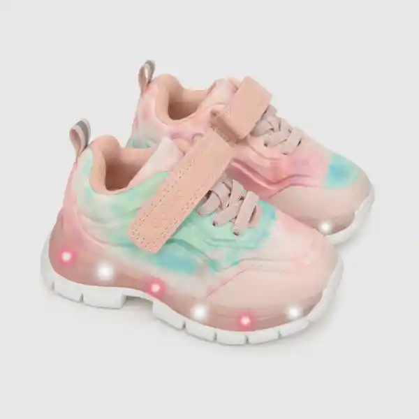 Zapatillas Luces Tye Dye de Niña Light Pink Talla 25 Colloky