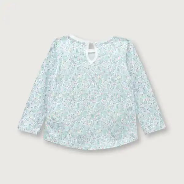 Polera Esencial de Niña Print Aqua Talla 12M Opaline