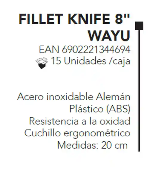 Wayu Cuchillo Filetero Fillet Knife 8" 20 cm