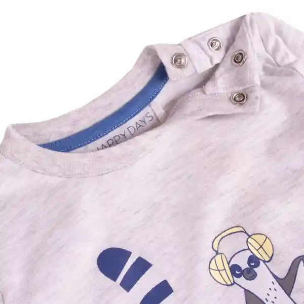 Polera Manga Larga Bebé Niño Gris Talla 3 A Pillín