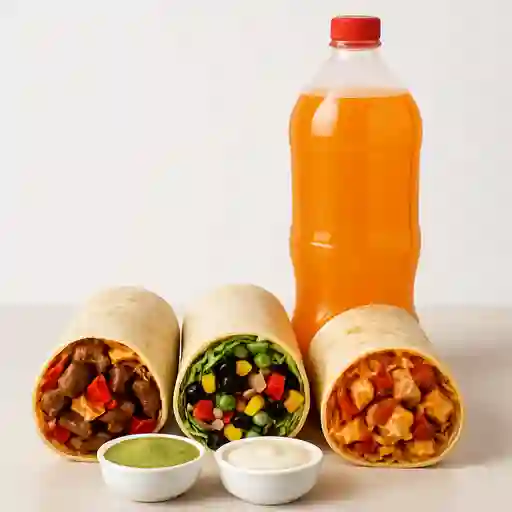 Promo Burritos 4 y Bebida 1.5 Lts