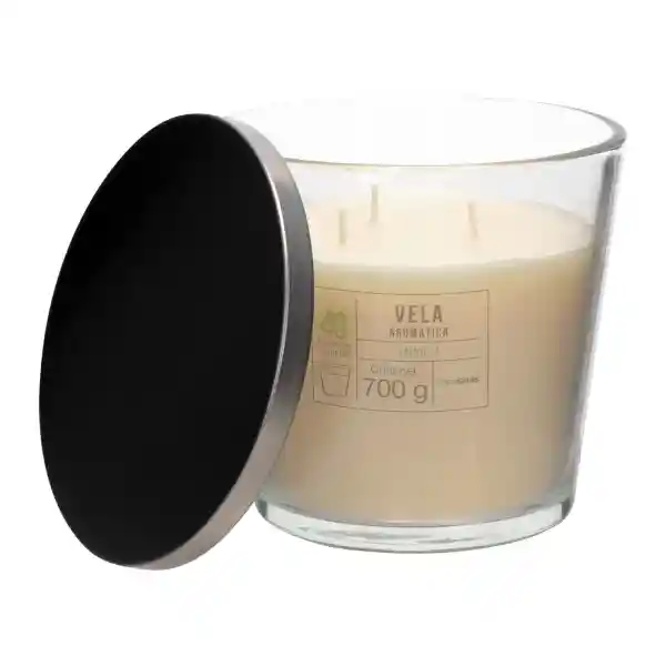 Vela Con Contenedor de Vidrio Vainilla 14 x 13 cm Casaideas