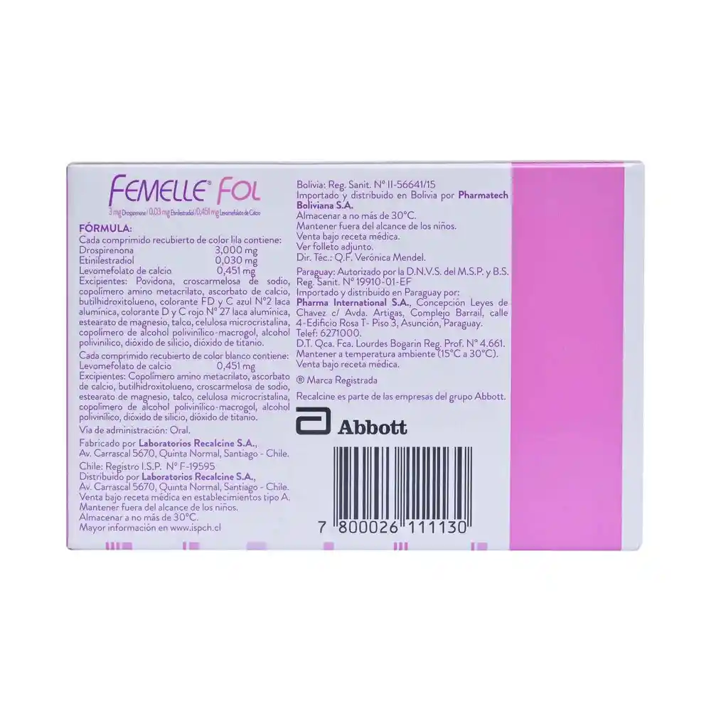 Femelle Fol (3 mg/0.03 mg/0.451 mg)