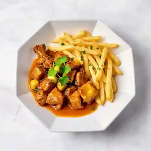 Pollo Piña con Papas Fritas