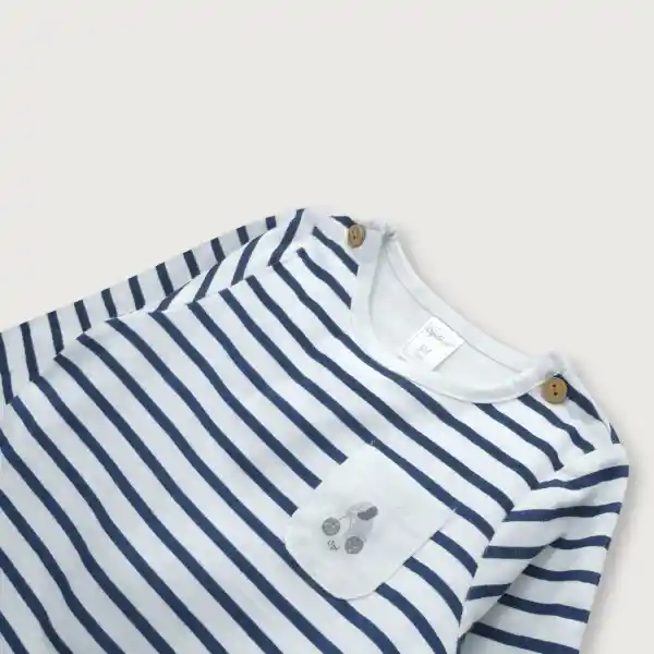 Bodies Polera Rayas de Bebé Niño Blanco Talla 9M Opaline