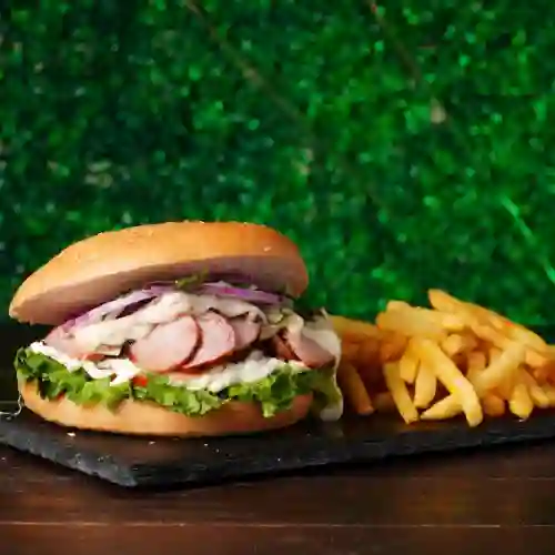 Burger el Bkn + Papas Fritas