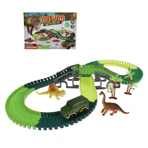 Pista de Autos Flexible Dinosaurio Con Luces