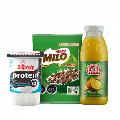 Combo Yogurt Protein Natural + Milo Cereal + Watts Jugo Naranja