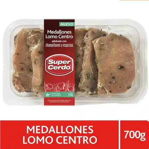 Super Cerdo Medallones Lomo Centro con Champiñones