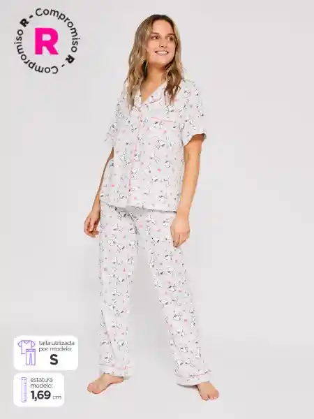 Snoopy Pijama Manga Corta Cami Malengue Gris M V26