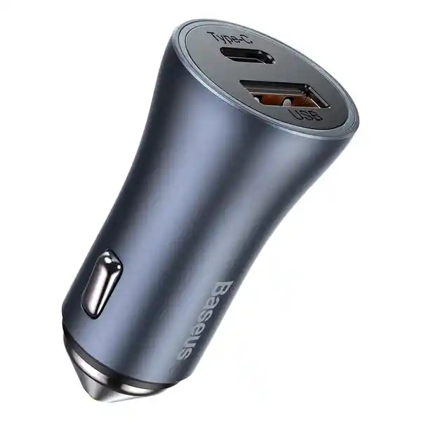 Baseus Cargador Doble Rápido Auto Pro USB + Tipo C 40W Gris