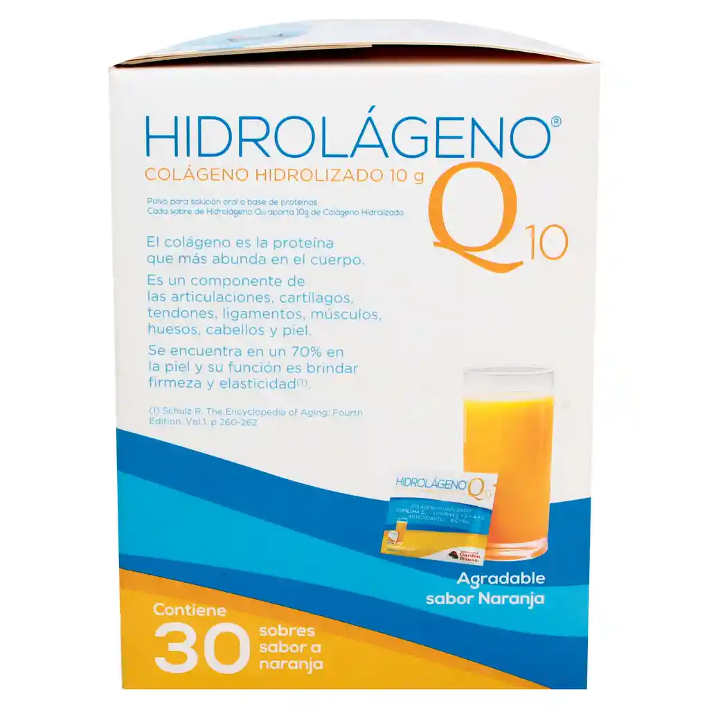 Colageno Hidrolizado Hidrolageno Q10 Sabor Naranja 30 Sobres
