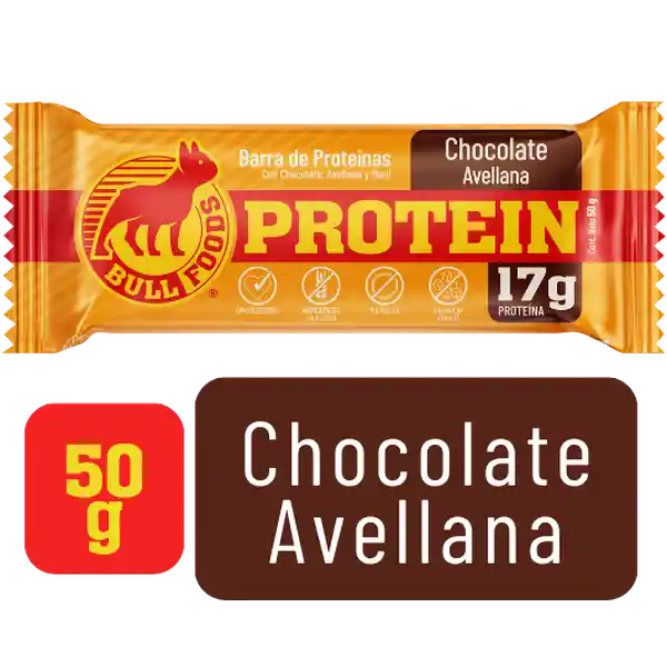 Bull Foods Barra de Chocolate Avellana Proteína