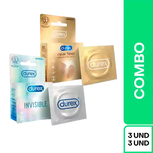 Combo Durex Condón Invisible + Real Feel Sin Látex