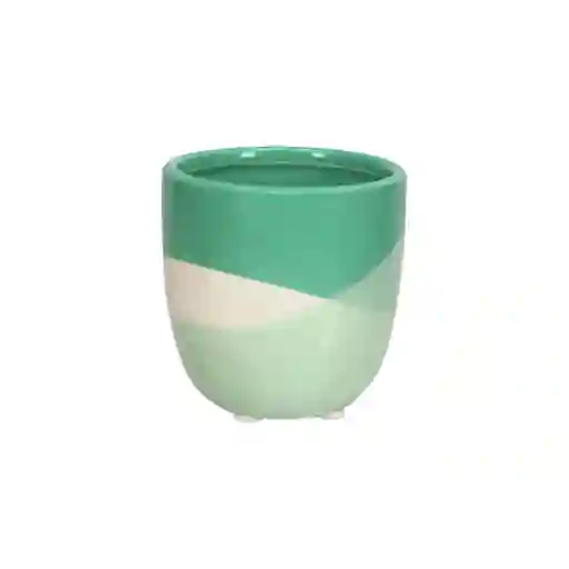 Maceta de Cerámica Bicolor Verde 8.5 x 8.5 cm Casaideas