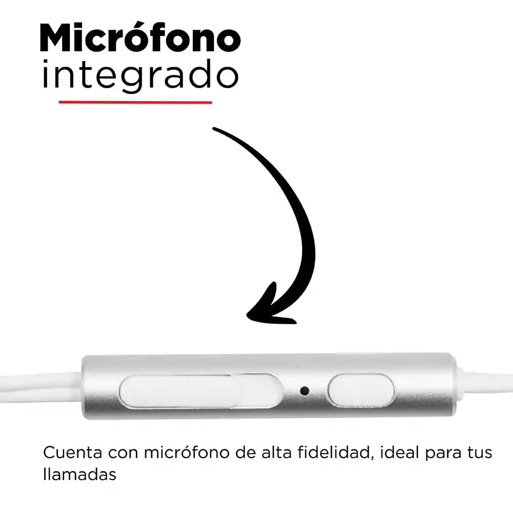 Miniso Audífonos De Cable 1318 Plateado 11m