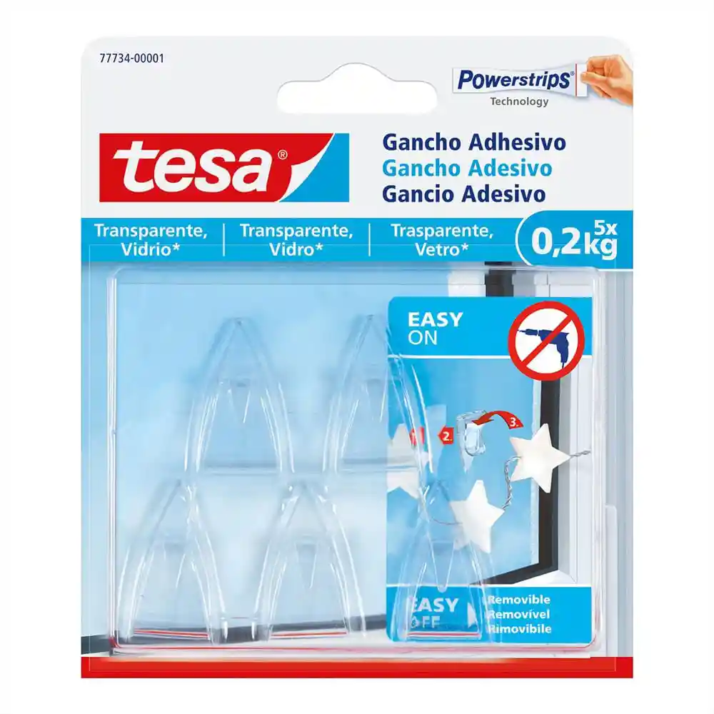 Gancho Adhesivo Removible Tesa Sup Transparentes 0,2kg